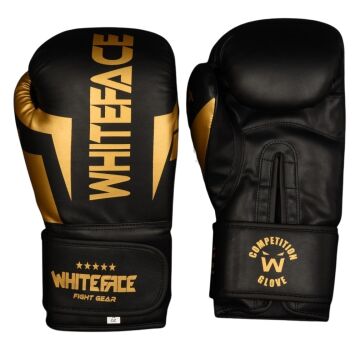 Whiteface Nova4 Boks-Kickboks-Muay Thai  (Kickboks Müsabaka) Eldiveni (Siyah-Gold) 8-10-12-14 oz