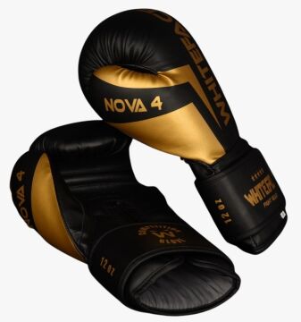 Whiteface Nova4 Boks-Kickboks-Muay Thai  (Kickboks Müsabaka) Eldiveni (Siyah-Gold) 8-10-12-14 oz