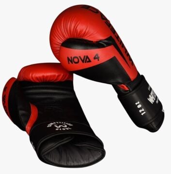 Whiteface Nova4 Boks-Kickboks-Muay Thai  (Kickboks Müsabaka) Eldiveni (Kırmızı-Siyah) 8 - 10- 12 oz