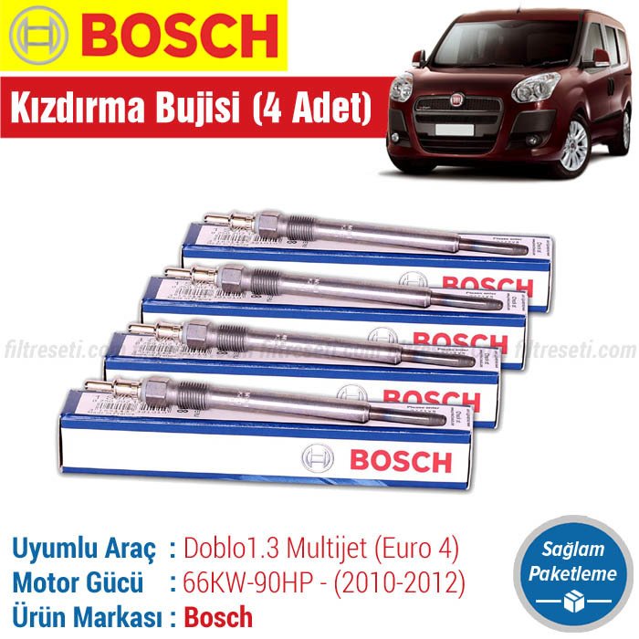 Fiat Doblo 1.3 Multijet Bosch Kızdırma Bujisi (2010-2012) 4 ADET