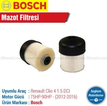 Renault Clio 4 1.5 DCI Bosch Mazot Filtresi (2012-2016)