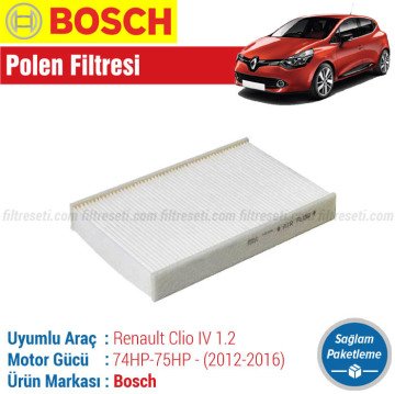 Renault Clio 4 1.2 Bosch Filtre Bakım Seti (2012-2016)