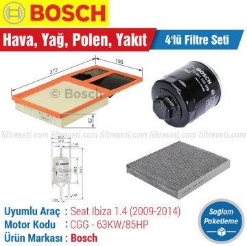 Seat İbiza 1.4 Bosch Filtre Bakım Seti (2009-2014) CGG