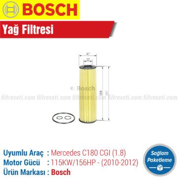 Mercedes C180 1.8 CGI Bosch Yağ Filtresi (2010-2012)