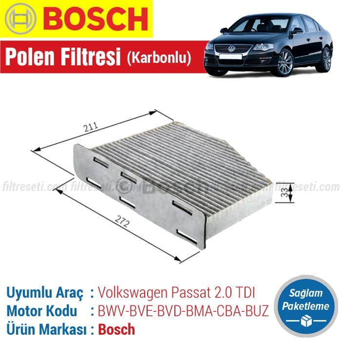 VW Passat 2.0 TDI Bosch Karbonlu Polen Filtresi (2005-2011)