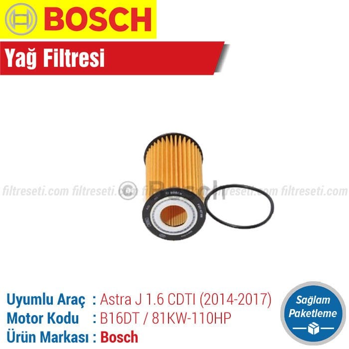 Opel Astra J 1.6 CDTI Bosch Yağ Filtresi (2014-2017)