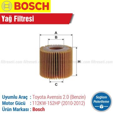 Toyota Avensis 2.0 Bosch Filtre Bakım Seti (2010-2012)