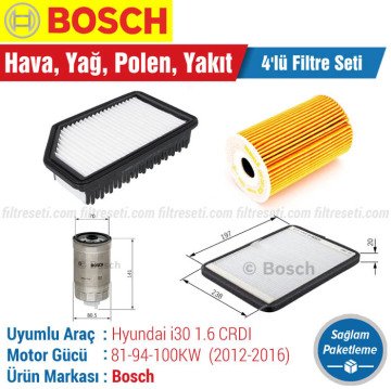 Hyundai İ30 1.6 CRDI Bosch Filtre Bakım Seti (2012-2016)