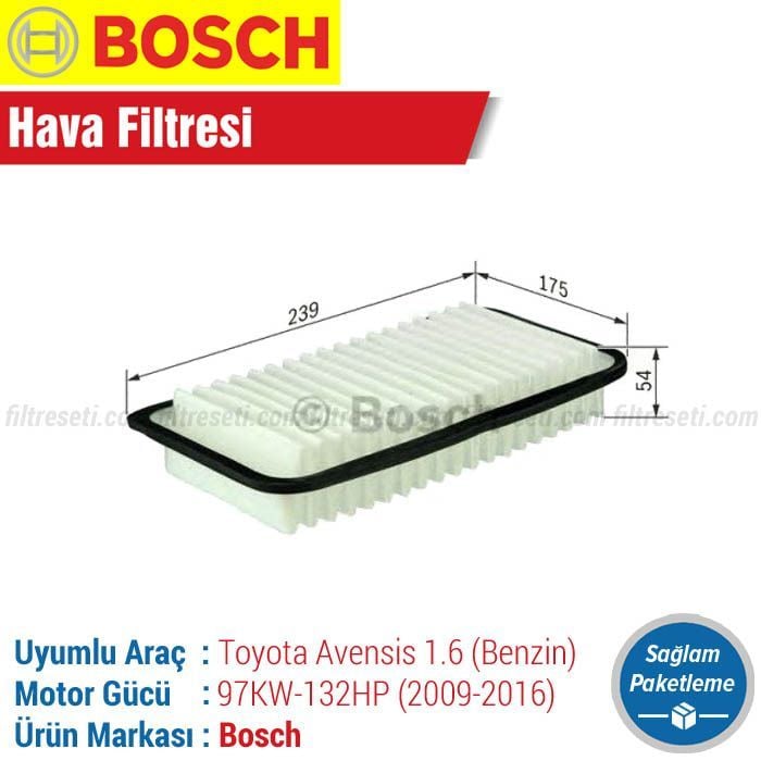 Toyota Avensis 1.6 Bosch Hava Filtresi (2009-2016)