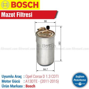 Opel Corsa D 1.3 CDTI Bosch Mazot Filtresi (2011-2015)