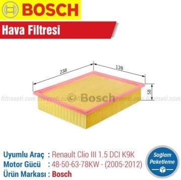 Renault Clio 3 1.5 DCI Bosch Hava Filtresi (2005-2012)