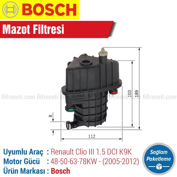 Renault Megane 2 1.5 DCI Bosch Mazot filtresi (2002-2009)
