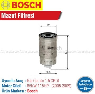 Kia Cerato 1.6 CRDI Bosch Mazot Filtresi (2005-2009)