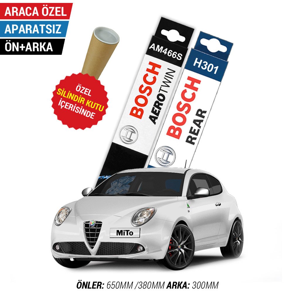 Alfa Romeo Mito Ön Arka Silecek (2008-2016) Bosch Aerotwin