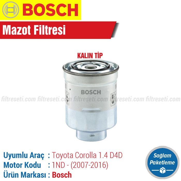 Toyota Corolla 1.4 D4D Bosch Mazot Filtresi (2007-2016)