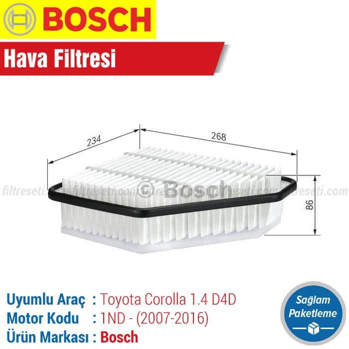 Toyota Corolla 1.4 D4D Bosch Hava Filtresi (2007-2016)