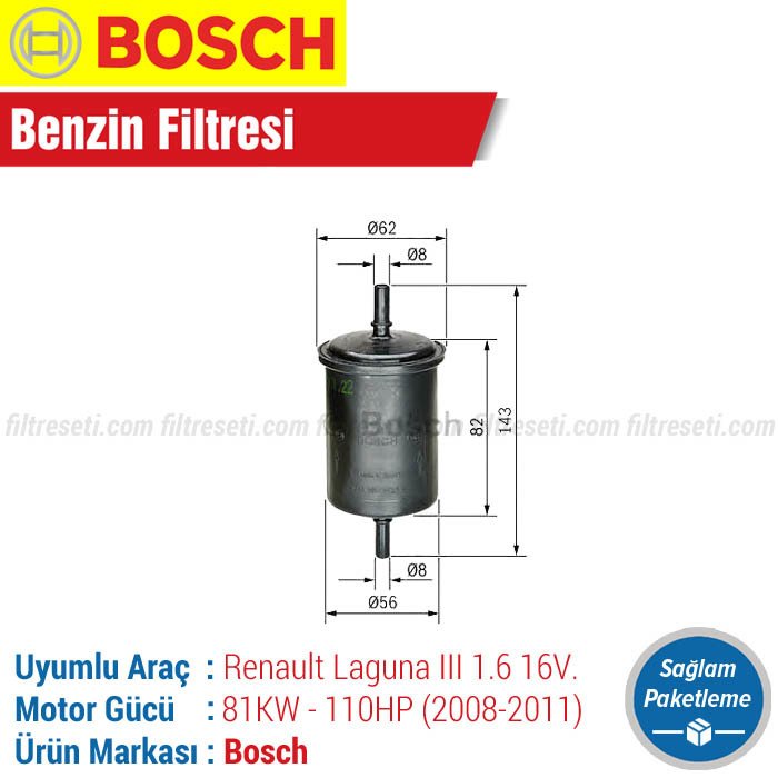 Renault Laguna 3 1.6 Bosch Benzin Filtresi (2008-2011)
