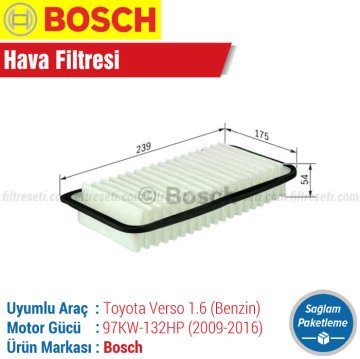 Toyota Verso 1.6 Bosch Hava Filtresi (2009-2016)