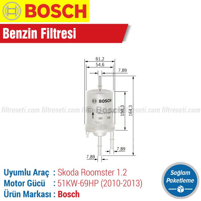 Skoda Roomster 1.2 Bosch Benzin Filtresi (2010-2013)