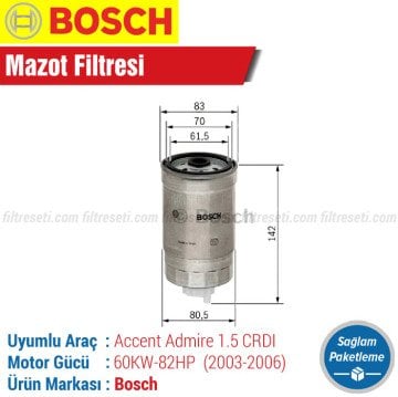 Hyundai Accent Admire 1.5 CRDI Bosch Mazot Filtresi (2003-2006)