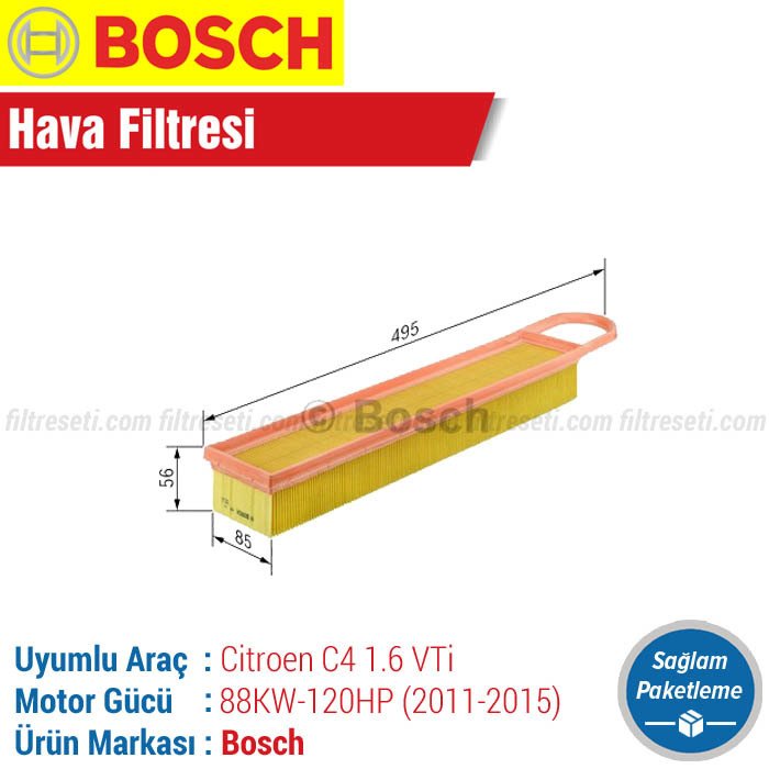 Citroen C4 1.6 VTi Bosch Hava Filtresi (2011-2015)