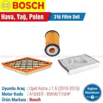 Opel Astra J 1.6 Bosch Filtre Bakım Seti (2010-2016)