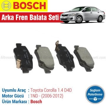 Toyota Corolla 1.4 D4D Bosch Arka Fren Balatası (2007-2012)