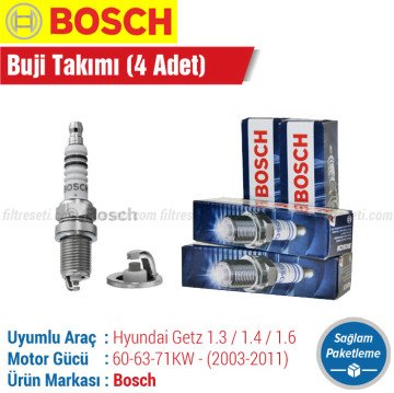 Hyundai Getz 1.3 / 1.4 Bosch Buji Takımı FR8DCX+ (2003-2011)