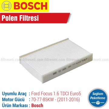 Ford Focus 1.6 TDCI Bosch Filtre Bakım Seti (E5 2011-2015)