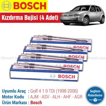 VW Golf 4 1.9 TDI Bosch Kızdırma Bujisi (1998-2006) 4 ADET