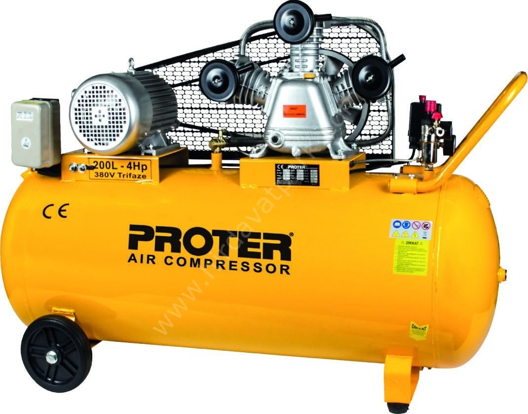 PROTER 200 LT 4 HP 2 KAFA TRIFAZE  YAĞLI HAVA KOMPRESÖRÜ