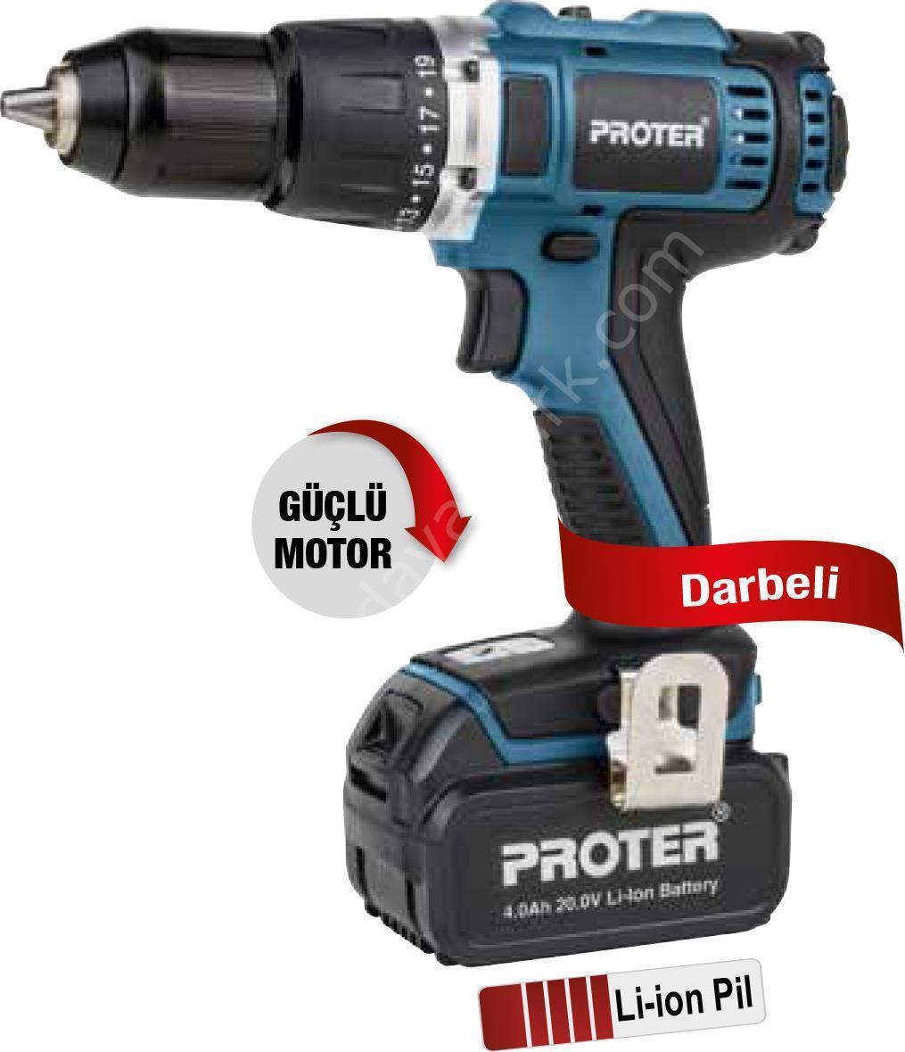 PROTER  PST 740 BL KÖMÜRSÜZ DARBELİ 13MM ŞARJLI MATKAP