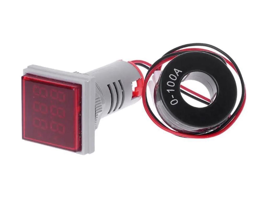 22mm Dijital Voltmetre Ampermetre Ac 20v-500v 0-100A Kırmızı
