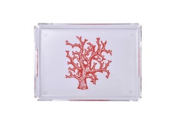 Mercan Desen Tepsi Kırmızı 22*30 cm