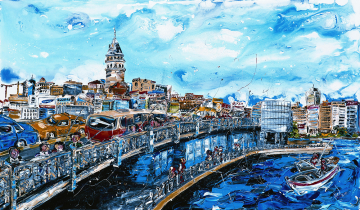 İstanbul Kanvas Tablo - Galata Köprüsü - 120cm x 70cm