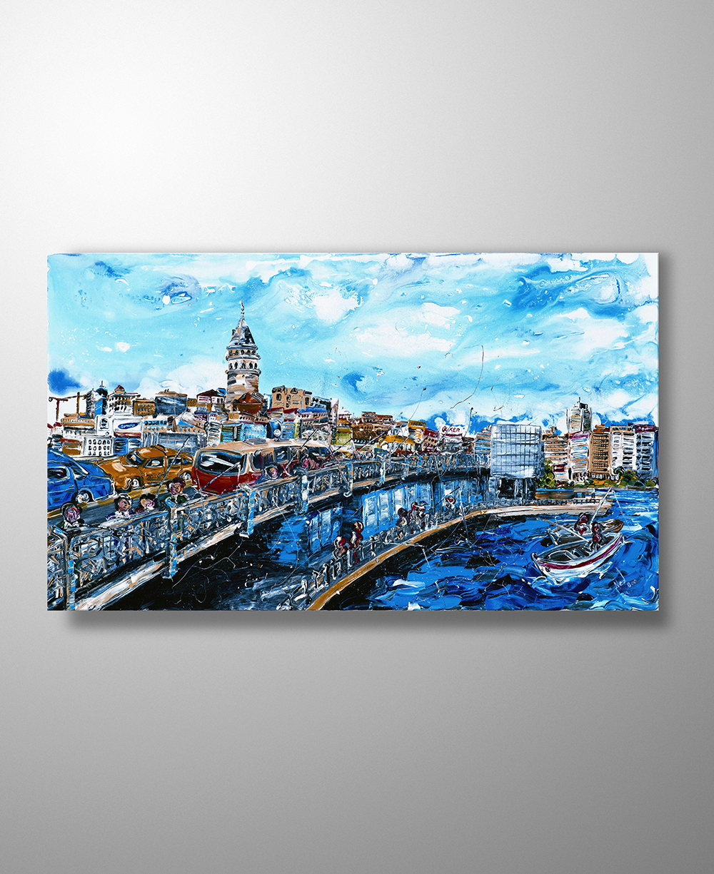 İstanbul Kanvas Tablo - Galata Köprüsü - 120cm x 70cm