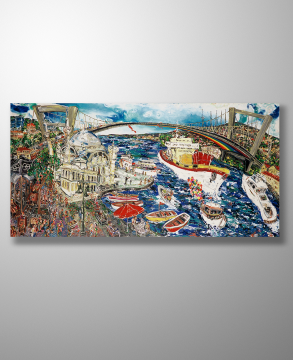 İstanbul Kanvas Tablo - Ortakoy Rainbow Bridge - 200cm x 100cm