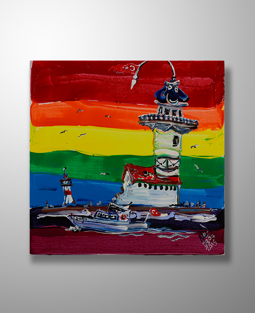 İstanbul Kanvas Tablo - 7 Renkli Kız Kulesi ve Tekne