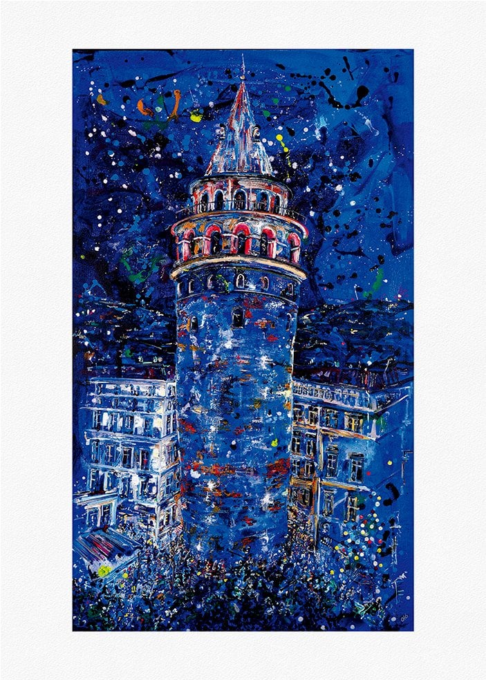 Fine Art Baskı - Galata Kulesi Blue