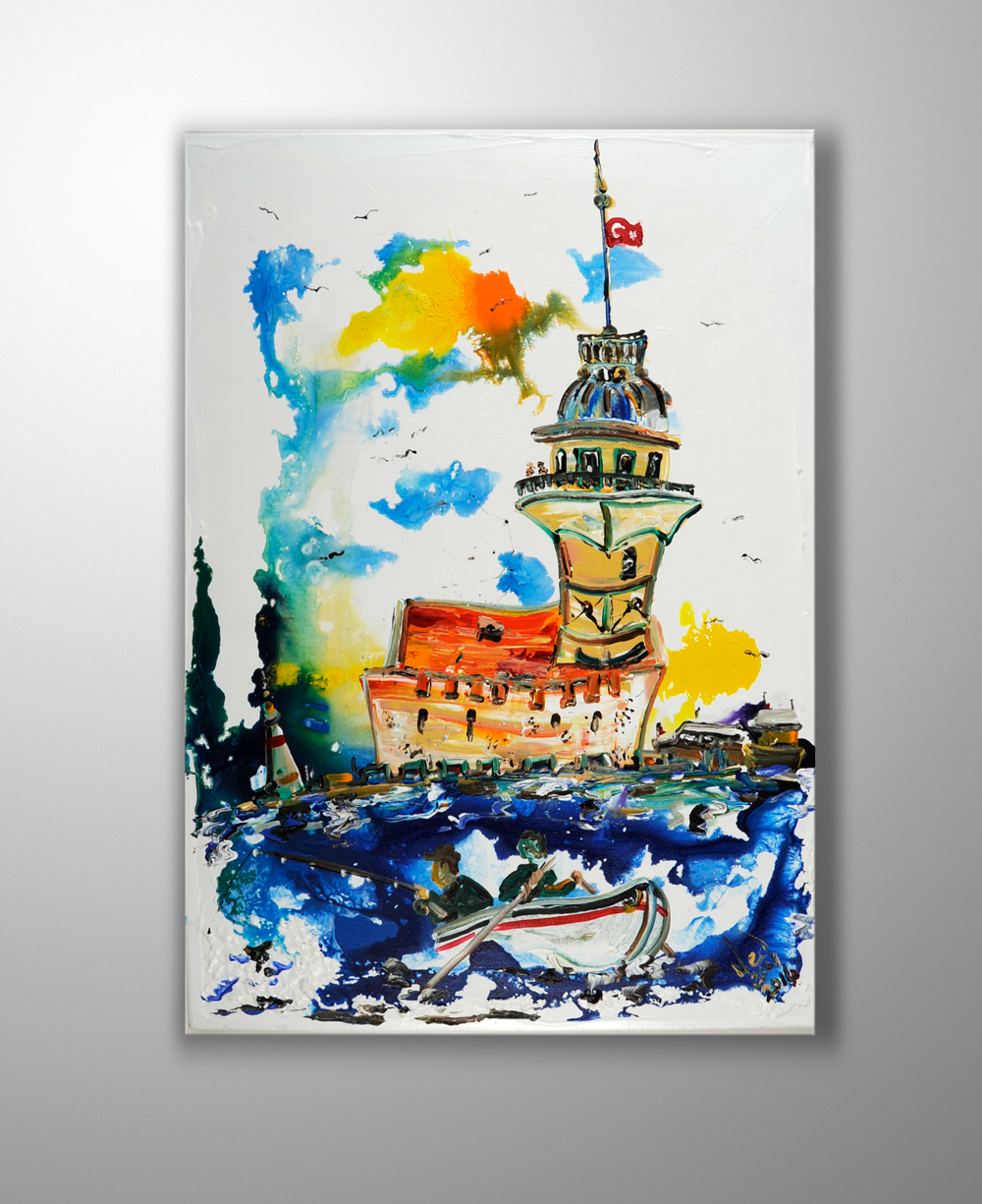 İstanbul Kanvas Tablo - Kız Kulesi 2 Men in A Boat I