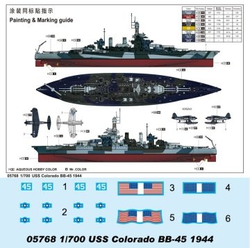 1/700 USS Colorado BB-45 1944