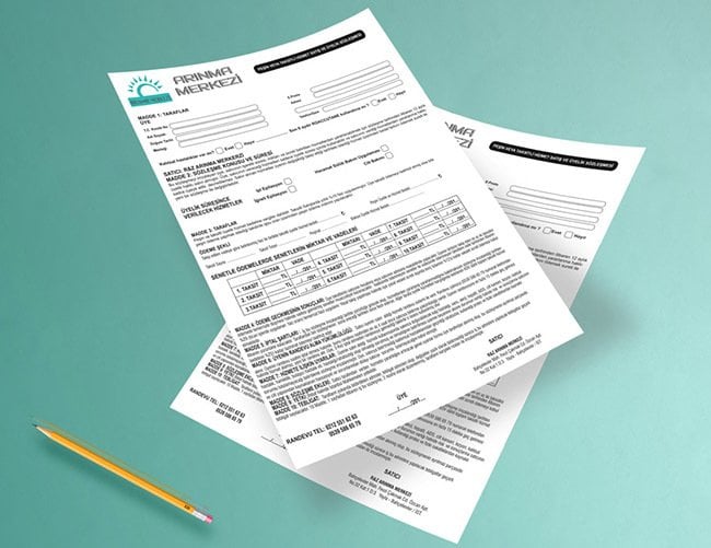 Her Ebatta A4 yada A5 Ebatlarında Sözleşme Form Baskı İmkanı