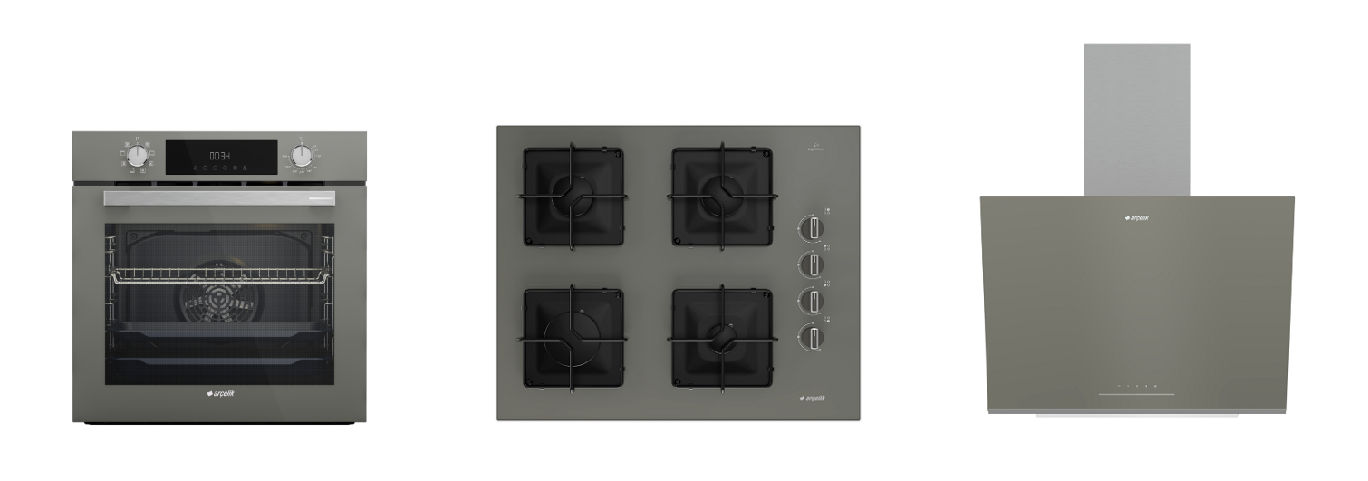 Arçelik Kare Ocaklı Gri ( AFC 340 G - OCD K 651 EG - ADE 606-2 G ) Ankastre Set