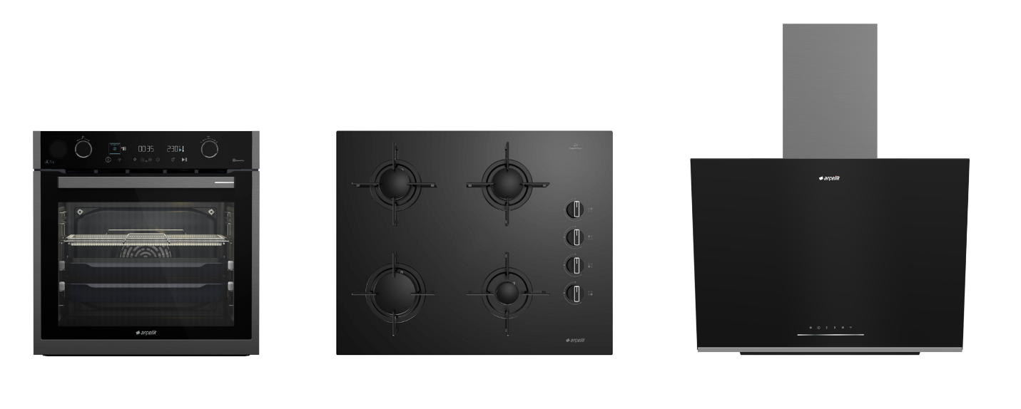 Arçelik Siyah Buhar Destekli AFRY PRO ( AFC 471 D - OCD T 651 ES - ADE 606-2 S ) Ankastre Set