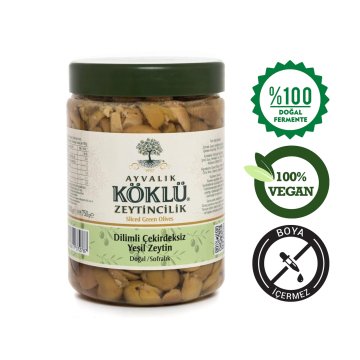 Dilimli Çekirdeksiz Yeşil Zeytin 1000 cc