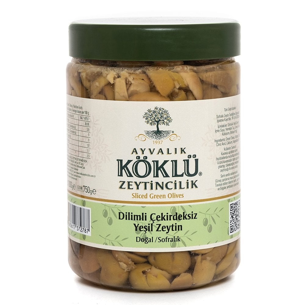 Dilimli Çekirdeksiz Yeşil Zeytin 1000 cc