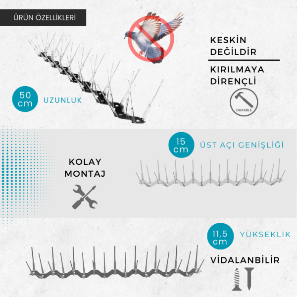 Polikarbon Plastik Kuş Kondurmaz10 mt + Yapıştırıcı