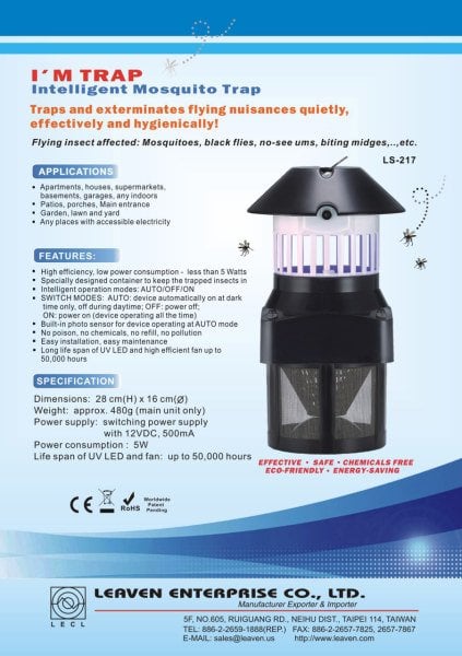 Sivrisinek Tuzağı UV LED Sinek Yok edici