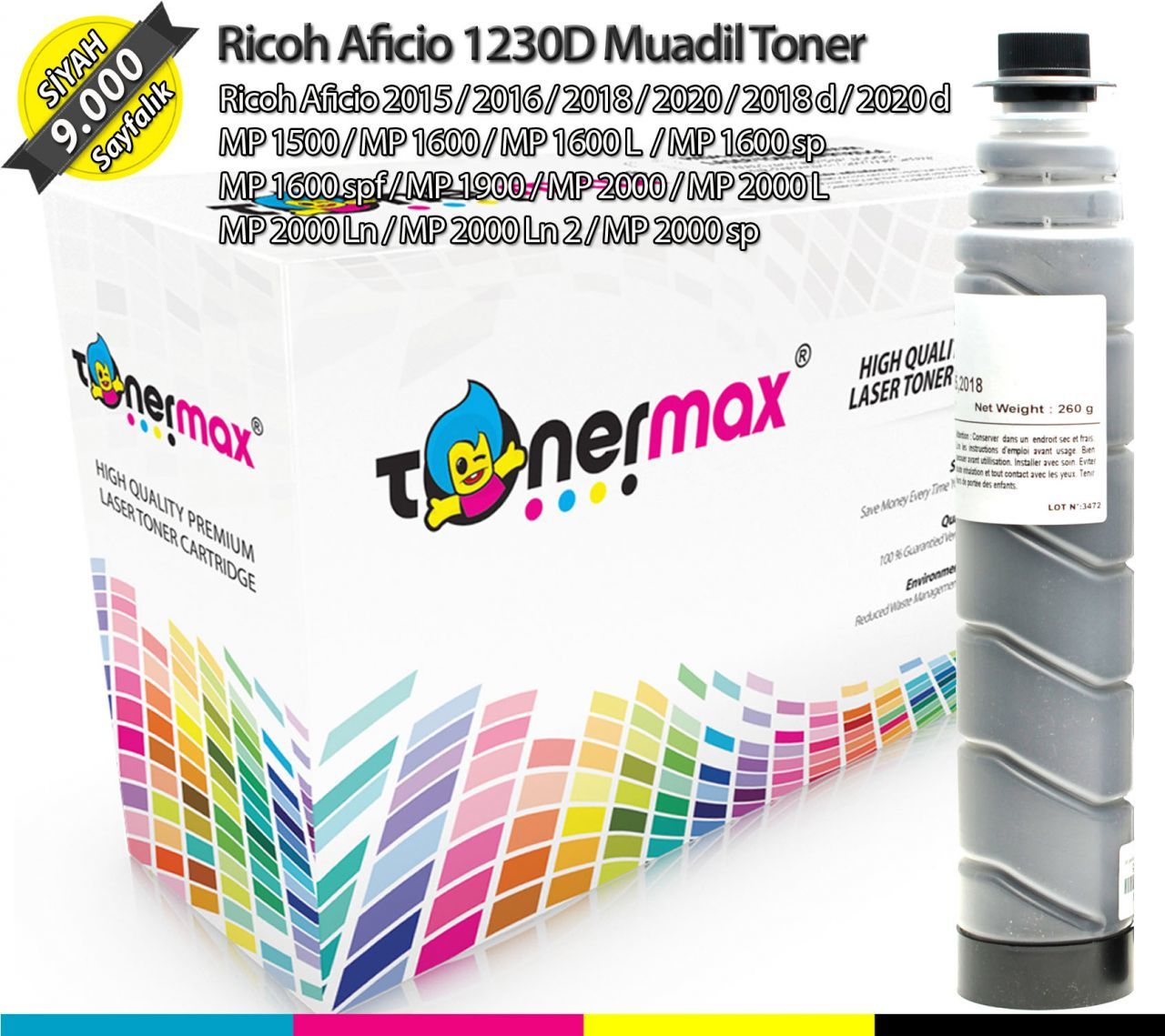 Ricoh 1230D Muadil Toner/Aficio 1500 / 1600 / 2015 / 2016 / 2020 / MP1500/ MP2000