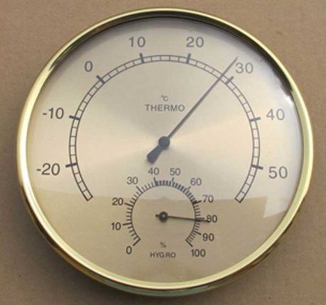 KADRANLI İBRELİ TERMOMETRE HİGROMETRE PİRİNÇ ÇERÇEVE 152mm